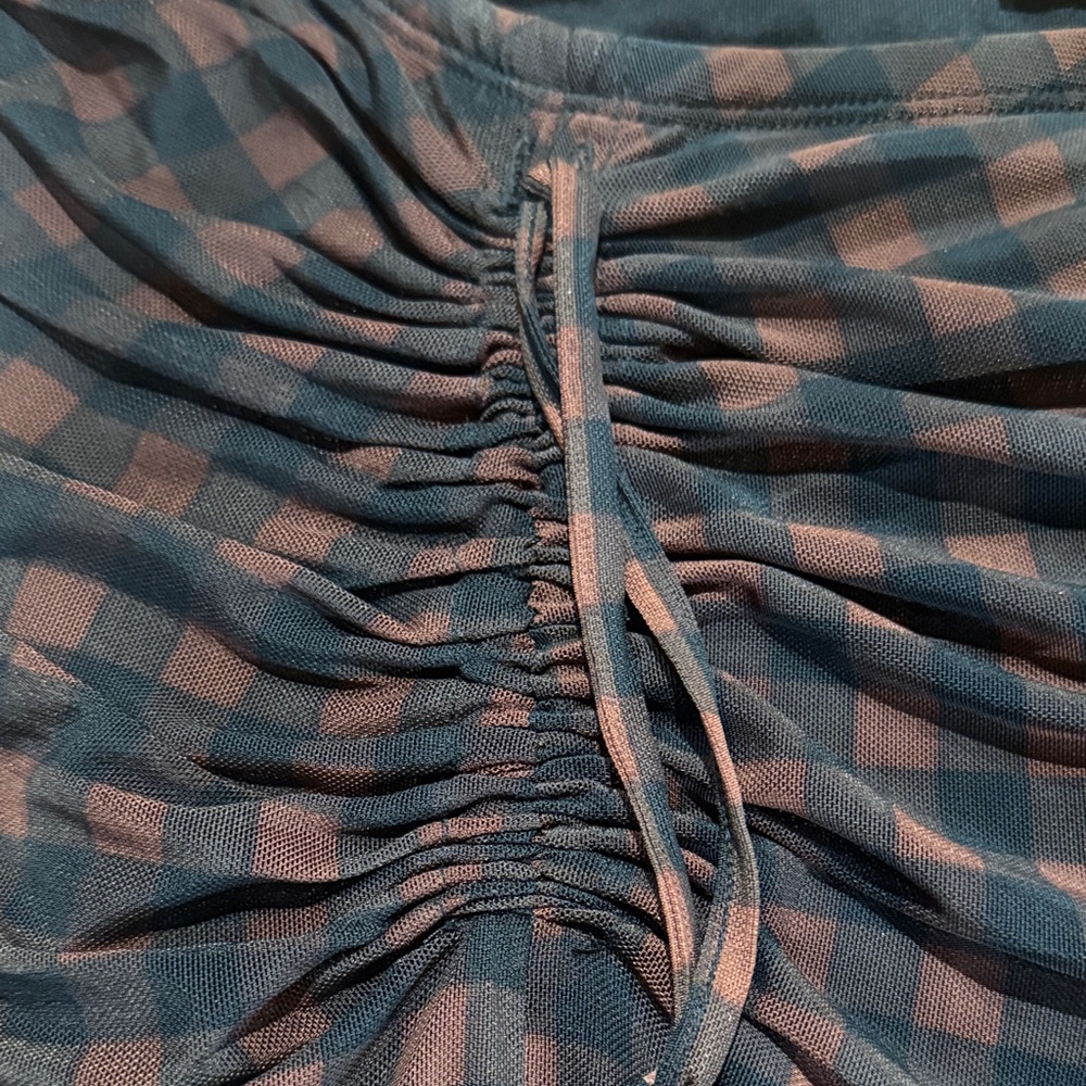 House of Harlow 1960 Asymmetrical Plaid Dress in Brown - Picture 8 of 9